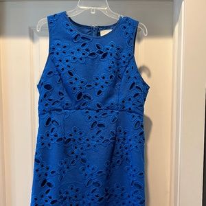 Anthropologie Maeve Arette royal blue lace sheath dress